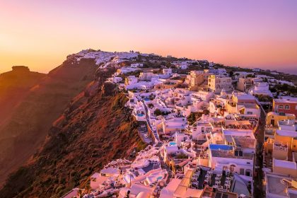 Best Views in Greece Pink sunset Santorini
