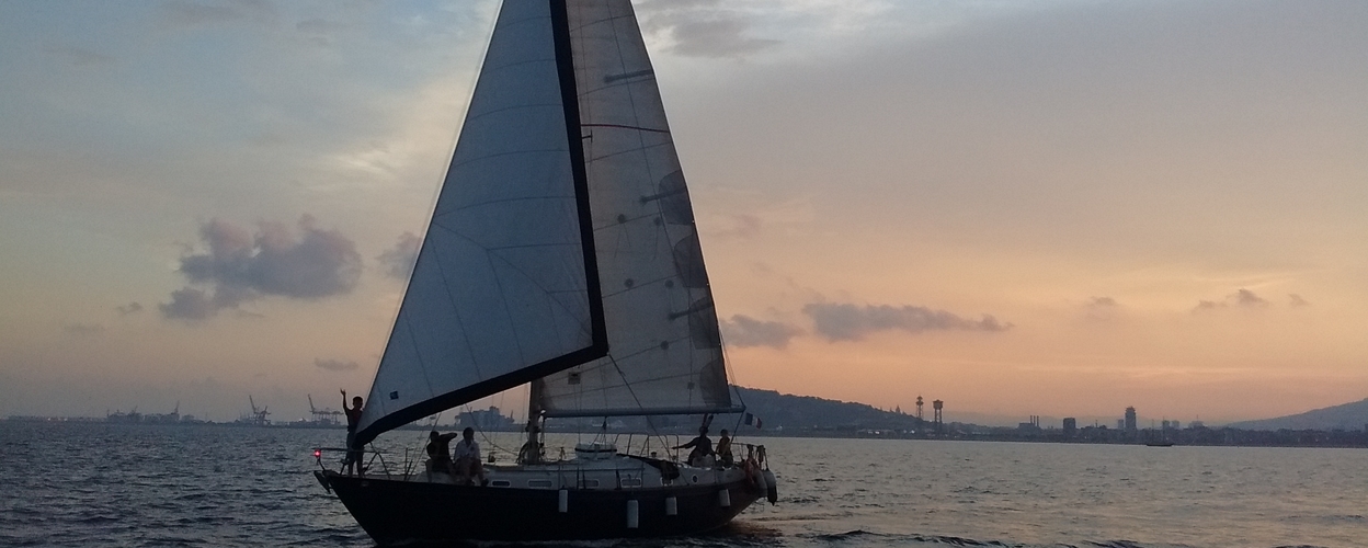 Sailing and swimming in Barcelona