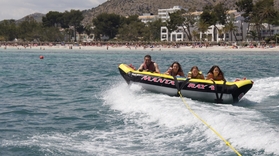 Motorboat water tubing in Mallorca