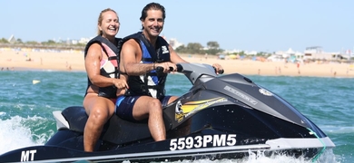 You can take two people on each jet ski