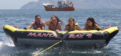 Motorboat water tubing in Mallorca