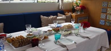Enjoy a delicious meal on board