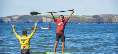 SUP in Cornwall's calm waters
