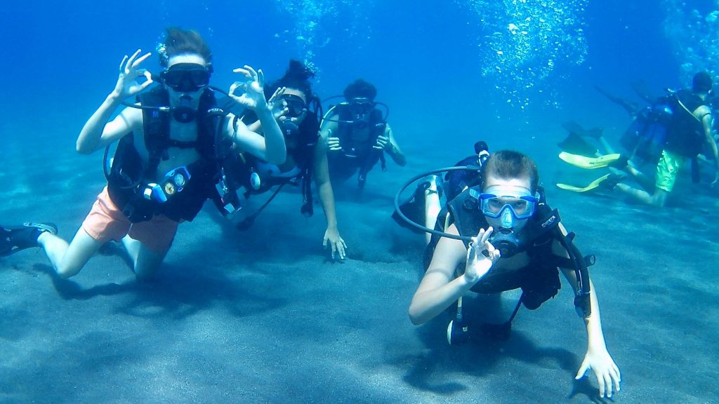 Scuba diving Santorini can even be done in shorts or a short wetsuit during Summer!