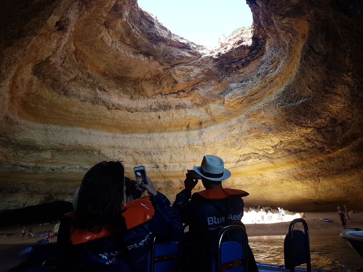 Benagil cave algar visited by tourists