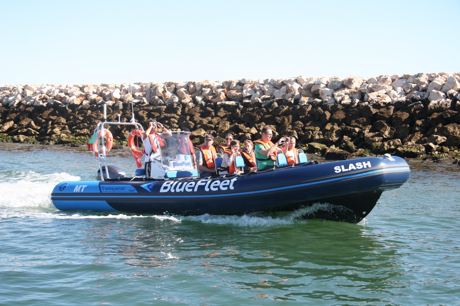 fast safe boat with tourists