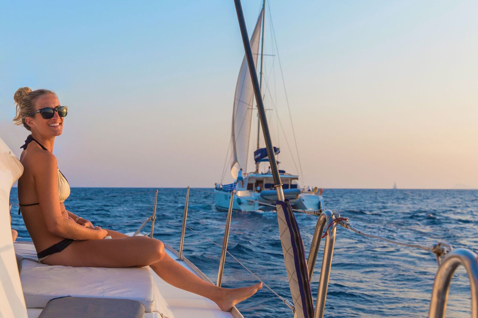 Relax on board of the catamaran