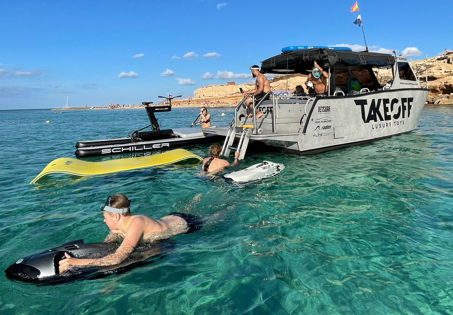 Boat tour with water sports in Ibiza
