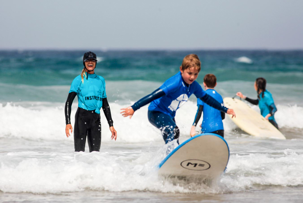 Kids surfing Fuerteventura