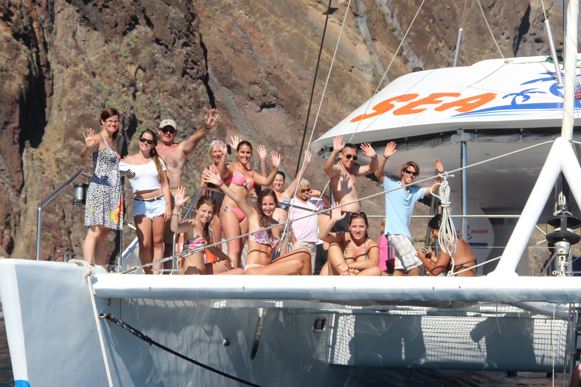 Sunbathing on a boat tour in Madeira