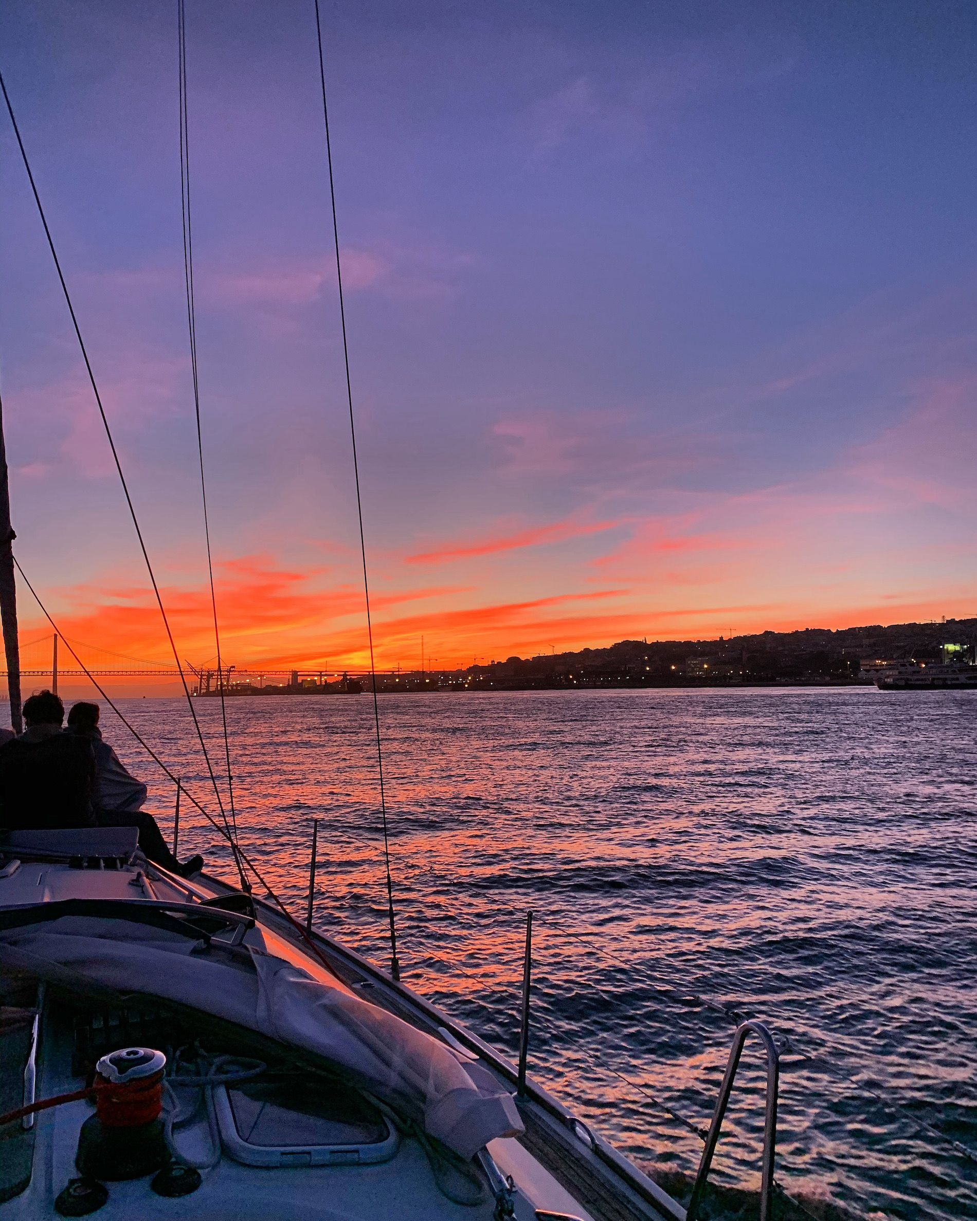 Sailing by sunset in Lisbon