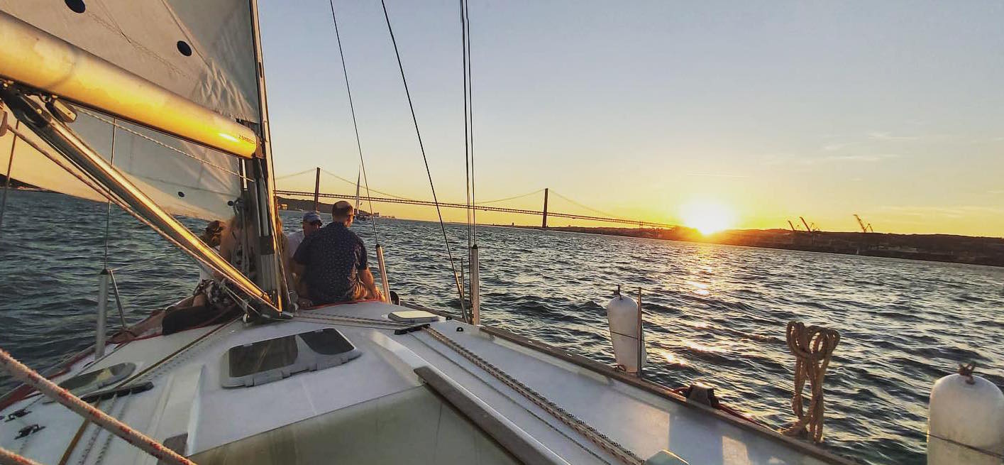 Sailing in the sunset in Lisbon