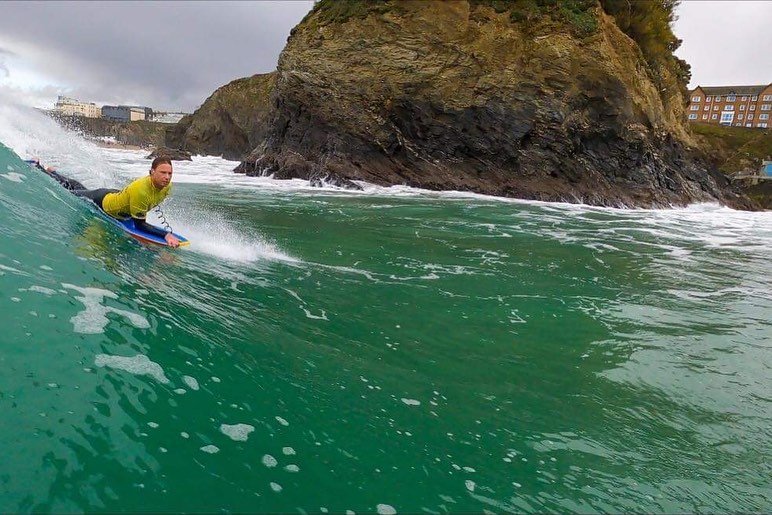 Catch some fun waves on your bodyboard in Newquay