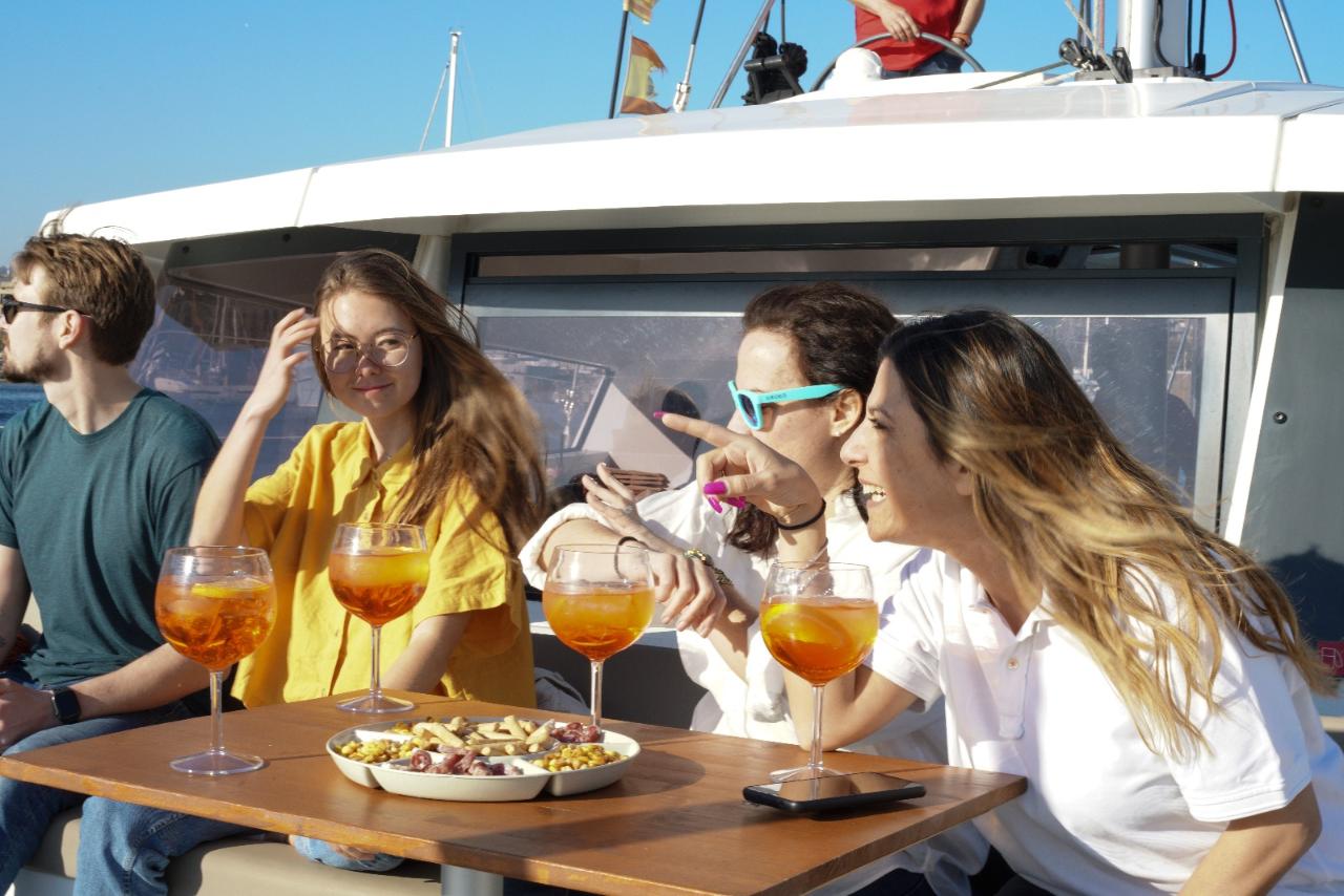 Private meal on a catamaran in Barcelona
