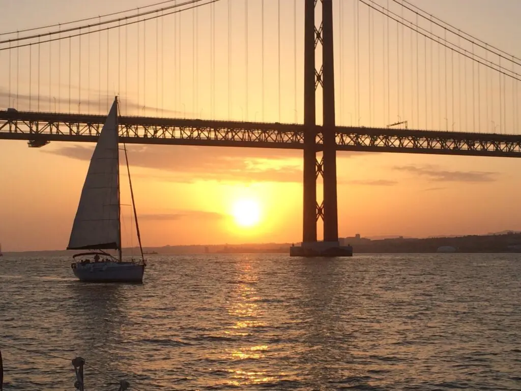 Sunset in Lisbon on a private boat
