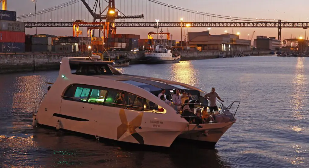 This boat party takes place on this modern yacht