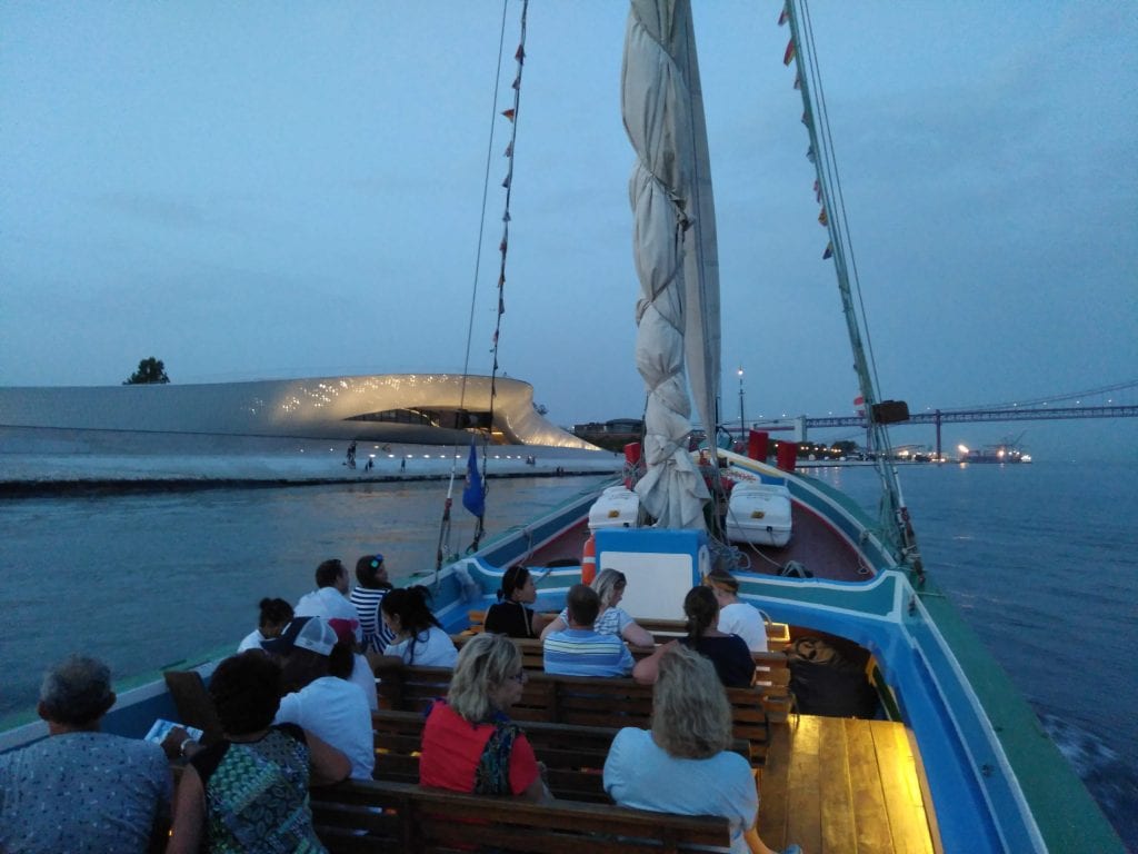 Sailing by the impressive MAAT when the sun had already set
