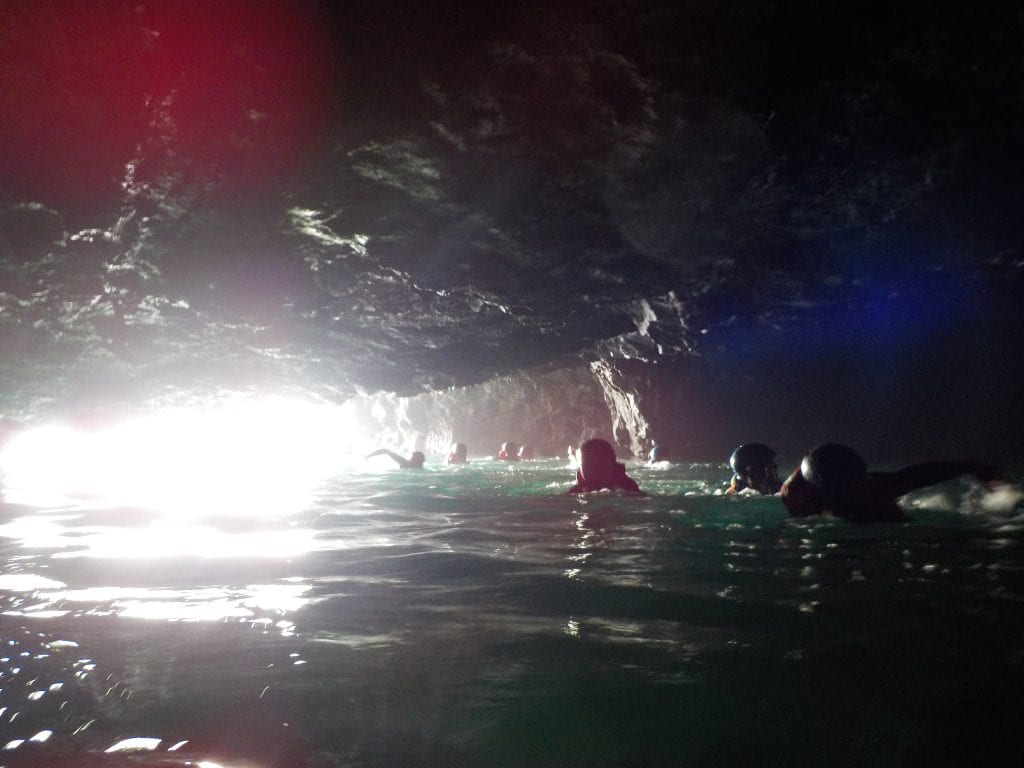 We even swam into a very dark cave!