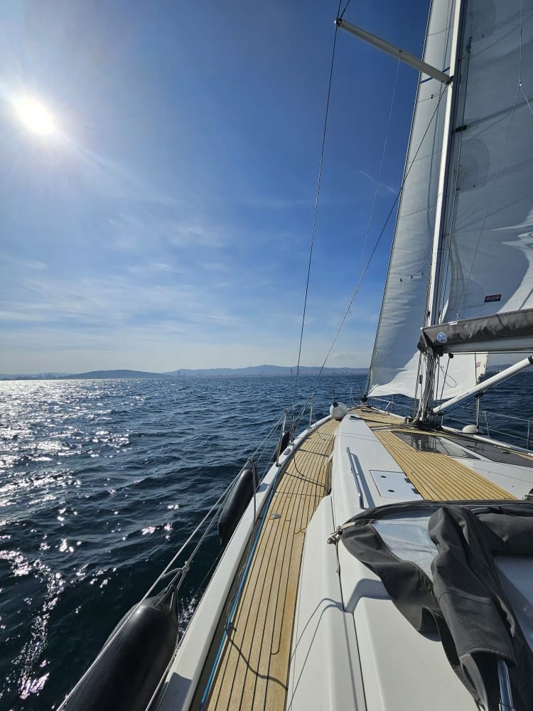 Beautiful deck on a sailing yacht in Barcelona