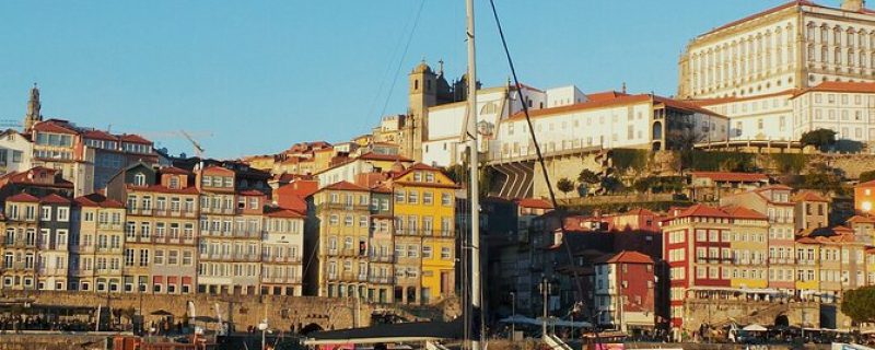 Blue sailing yacht in Porto