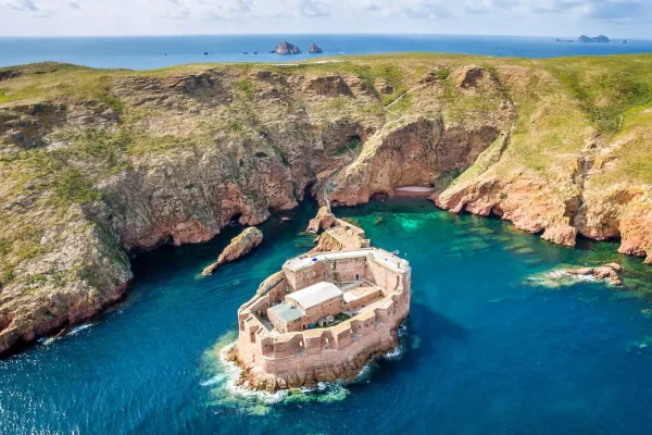Luftaufnahme der Insel Berlengas Bootsfahrt von Peniche aus