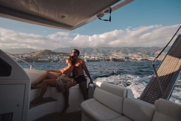 Couple on a yacht in Madeira