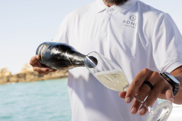 champagne on a yacht